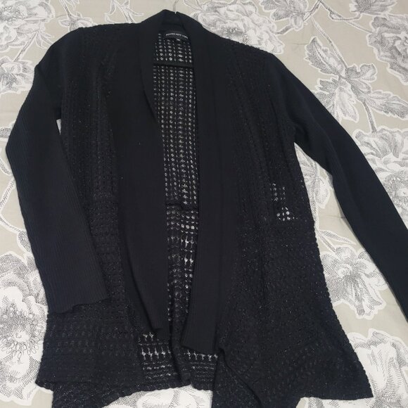 Jones New York Wool Blend Dressy Black Open Cardigan Size Small EUC - Picture 2 of 9